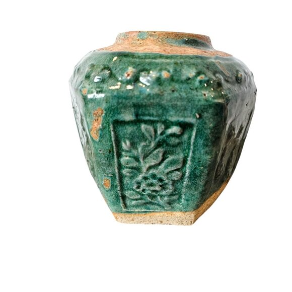 Antique Green and Tan Vase Timeless‎ Accent - Picture 1 of 11